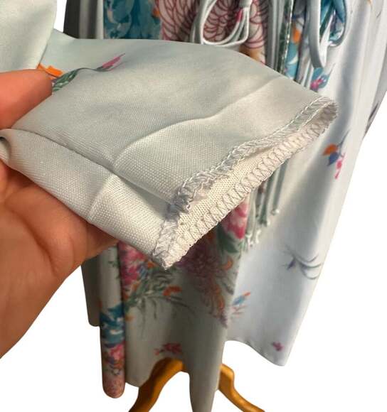 Vintage Kay Windsor Long Sleeve Floral Midi Dress Drape V Neck - Picture 7 of 13